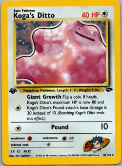 Koga's Ditto 10/132 Holo Rare Gym Challenge Pokemon 1st Edition Holo Near Mint - Image 1