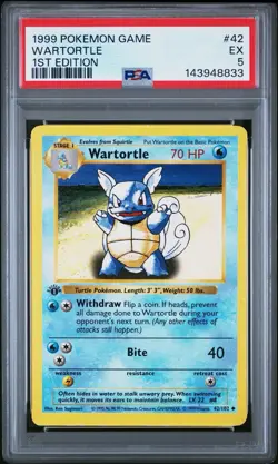 Pokemon Wartortle Base Set Shadowless 1st Edition PSA 42/102 1999 ENG - Image 1