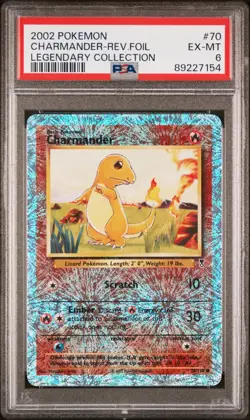 2002 Pokemon Legendary Collection Reverse Holo Charmander #70 PSA 6 - Image 1