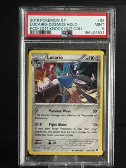Lucario-Cosmos Holo Fco-2017 Knock Out Coll. Pokemon Xy Fates Collide 63 PSA 9 - Image 1