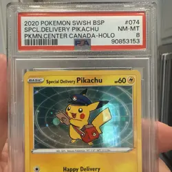 2020 Pokemon Pikachu Holo SWSH074 Special Delivery Canada Promo-holo PSA 8 - Image 3