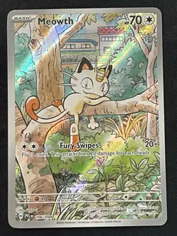 Pokemon TCG Meowth 106/094 Phantasmal Flames 70 HP Illustration Rare Holo Eng - Image 1