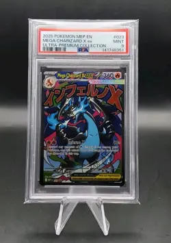2025 POKEMON MEP EN-ME MEGA CHARIZARD X EX #23 BLACK STAR PROMO PSA 9 - Image 1