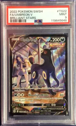 2022 POKEMON SWORD & SHIELD BRILLIANT STARS #TG22 FULL ART/UMBREON V PSA 9 - Image 1