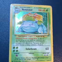 Venusaur Base Set Holo Rare 015/102 English 100 HP [HP/Damaged] - Image 1