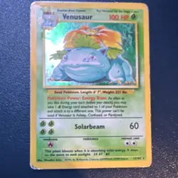 Venusaur Base Set Holo Rare 015/102 English 100 HP [HP/Damaged] - Image 2