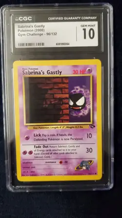 2000 Pokemon Gym Challenge Sabrina's Gastly #96/132 CGC Gem Mint 10 - LOW POP !! - Image 1