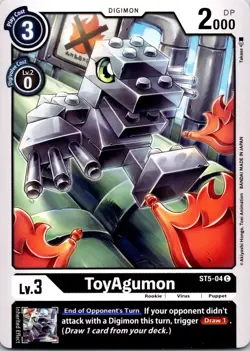 ToyAgumon ST5-04 Black Common Rookie (Lv3) Digimon Card CCG - Image 1