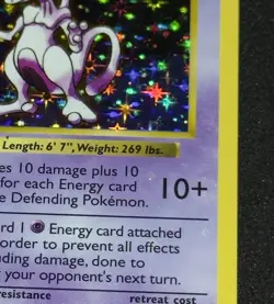 HOLO BLEED Mewtwo 10/102 Rare 1999 Pokemon Base SHADOWLESS Set WOTC VTG Card NM - Image 3