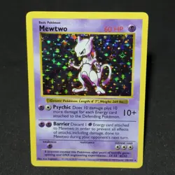 HOLO BLEED Mewtwo 10/102 Rare 1999 Pokemon Base SHADOWLESS Set WOTC VTG Card NM - Image 4