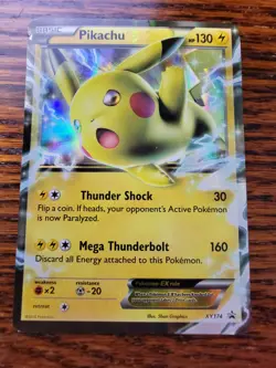 Pikachu EX Pokemon Card Holo Ultra Rare XY174 Black Star Promo - MP - Image 1