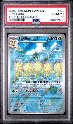 PSA 10 SUNFLORA 169/167 SV06: TWILIGHT MASQUERADE HOLO FULL ART GEM MINT - Image 1