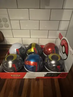 6 Sealed New Pokemon TCG PokeBall Tin with Display Box - Image 2