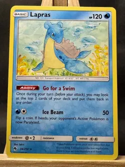 Lapras Rare Pokemon Trading Card Game Sun & Moon - Lost Thunder 56/214 NM - Image 1