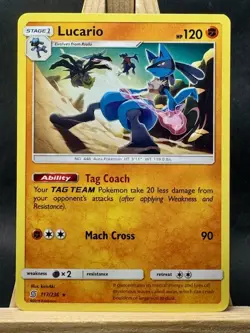 Lucario Rare Pokemon Trading Card Game Sun & Moon - Unified Minds 117/236 NM - Image 1