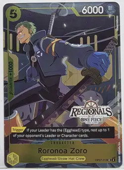 2026 One Piece Regional 2026-2027 Roronoa Zoro OP07-113 NM - Image 1