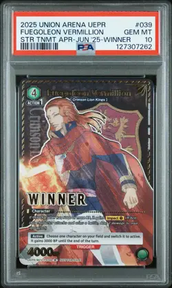 2025 Union Arena Winner Fuegoleon Vermillion R UEPR/BCV-1-039 PSA 10 - Image 1