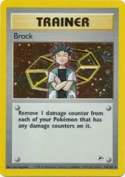 Pokemon Card Brock 15/132 Gym Heroes Set Holo Foil Rare NM - Image 1