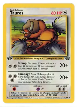 Tauros 47/64 1st Edition Jungle Pokemon Card - Image 1