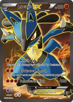 Pokemon Lucario EX 107/111 XY Furious Fists Full Art Holo Ultra Rare EX Card - Image 1