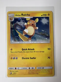 Pokemon Card - Alolan Raichu - Sun & Moon Promo SM65 Cosmos Holo Promo LP - Image 3