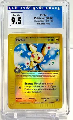 Pichu Expedition Base Set Reverse Holo Card 022/165 Cgc 10 Old Label - Image 1