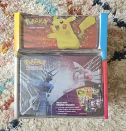 Pokemon TCG Costco 2 Tin Set - Factory Sealed 5 packs, 3 foil cards - Image 1