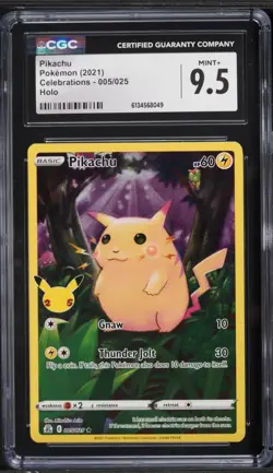 CGC 9.5 Pikachu Holo Celebrations 2021 Pokemon Card #005 - Image 1