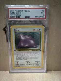Pokemon 1999 Fossil Ditto 3/62 Holo Rare 1st Edition PSA 7 Pokemon TCG - Image 1
