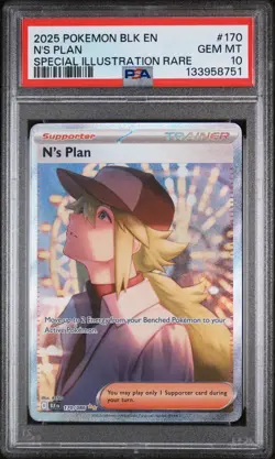 2025 POKEMON BLK EN-BLACK BOLT SPECIAL ILLUSTRATION RARE #170 N'S PLAN PSA 10 - Image 1