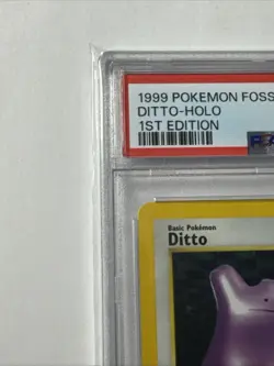 1999 POKEMON FOSSIL 1ST EDITION #3 DITTO Vintage HOLO PSA 7 - Image 3
