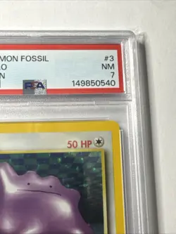 1999 POKEMON FOSSIL 1ST EDITION #3 DITTO Vintage HOLO PSA 7 - Image 4