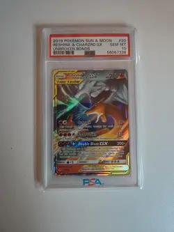 2019 POKEMON SUN & MOON UNBROKEN BONDS #20 RESHIRAM & CHARIZARD GX PSA 10 - Image 1