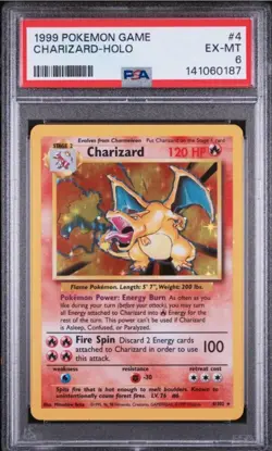 1999 Pokemon Game CHARIZARD #4 Holo PSA 6 - Image 1