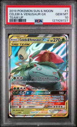 2019 Pokemon Sun Moon Team Up Celebi Venusaur GX #1/181 PSA 10 - Image 1