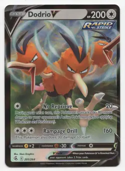 Pokemon TCG Fusion Strike DODRIO V 201/264 Ultra Rare Holo - Image 1