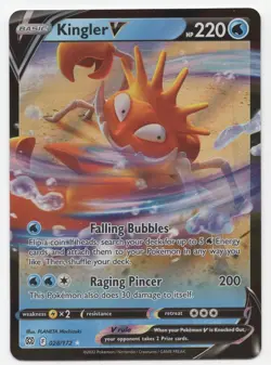 Pokemon TCG Brilliant Stars KINGLER V 028/172 Ultra Rare Holo - Image 1