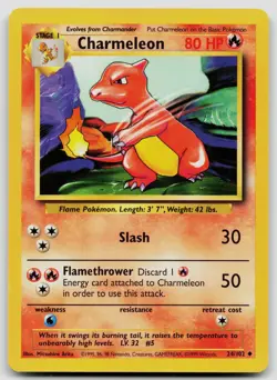 CHARMELEON 24/102 UNCOMMON BASE SET UNLIMITED POKEMON LP - Image 1