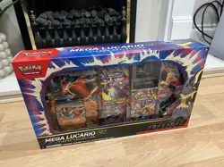 Pokemon TCG: Mega Lucario EX Figure Collection Box + Promo - 5x Booster Pack NEW - Image 1