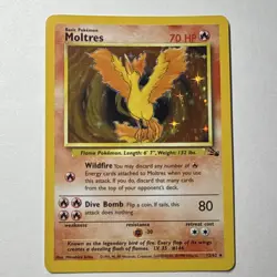 Wizards Pokemon TCG Moltres Fossil Holo Rare Unlimited 12/62 70 HP 1999 Eng - Image 1