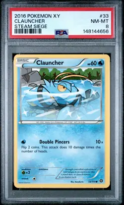 2016 POKEMON XY STEAM SIEGE #33 CLAUNCHER PSA 8 - Image 1
