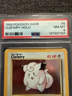 1999 Pokemon Base Set Unlimited Clefairy Holo 5/102 PSA 8 Near Mint - Image 2