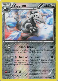 Aggron 59/101 Rare Plasma Blast Pokemon Reverse Holo Damaged - Image 1
