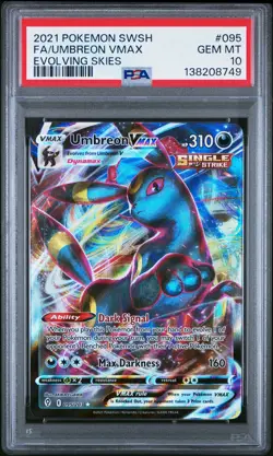 2021 POKEMON SWORD & SHIELD EVOLVING SKIES #095 FULL ART/UMBREON VMAX PSA 10 - Image 1
