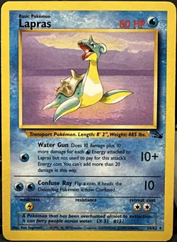 Lapras 25/62 Fossil Unlimited Rare Non-Holo Pokemon TCG 1999 HP - Image 1