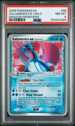 2006 Pokemon EX Dragon Frontiers 98 Salamence EX Holo PSA 8 NEW CERT - Image 1