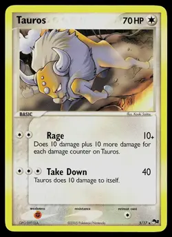 Pokemon Card - Tauros POP Series 2 5/17 Rare - Image 1