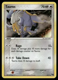 Pokemon Cards Tauros 5/17 Holo POP Series 2 Rare DMG - Image 1