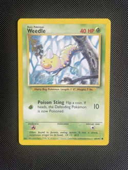 Weedle 69/102 4th Print Base Set 1999-2000 Pokemon Card WOTC NM/LP - Image 1