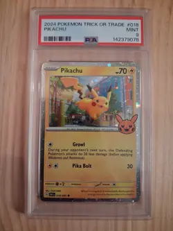 Pokemon Pikachu TCG Trick or Trade 2024 Cosmos Holo Card #018/091 PSA 9 - Image 1